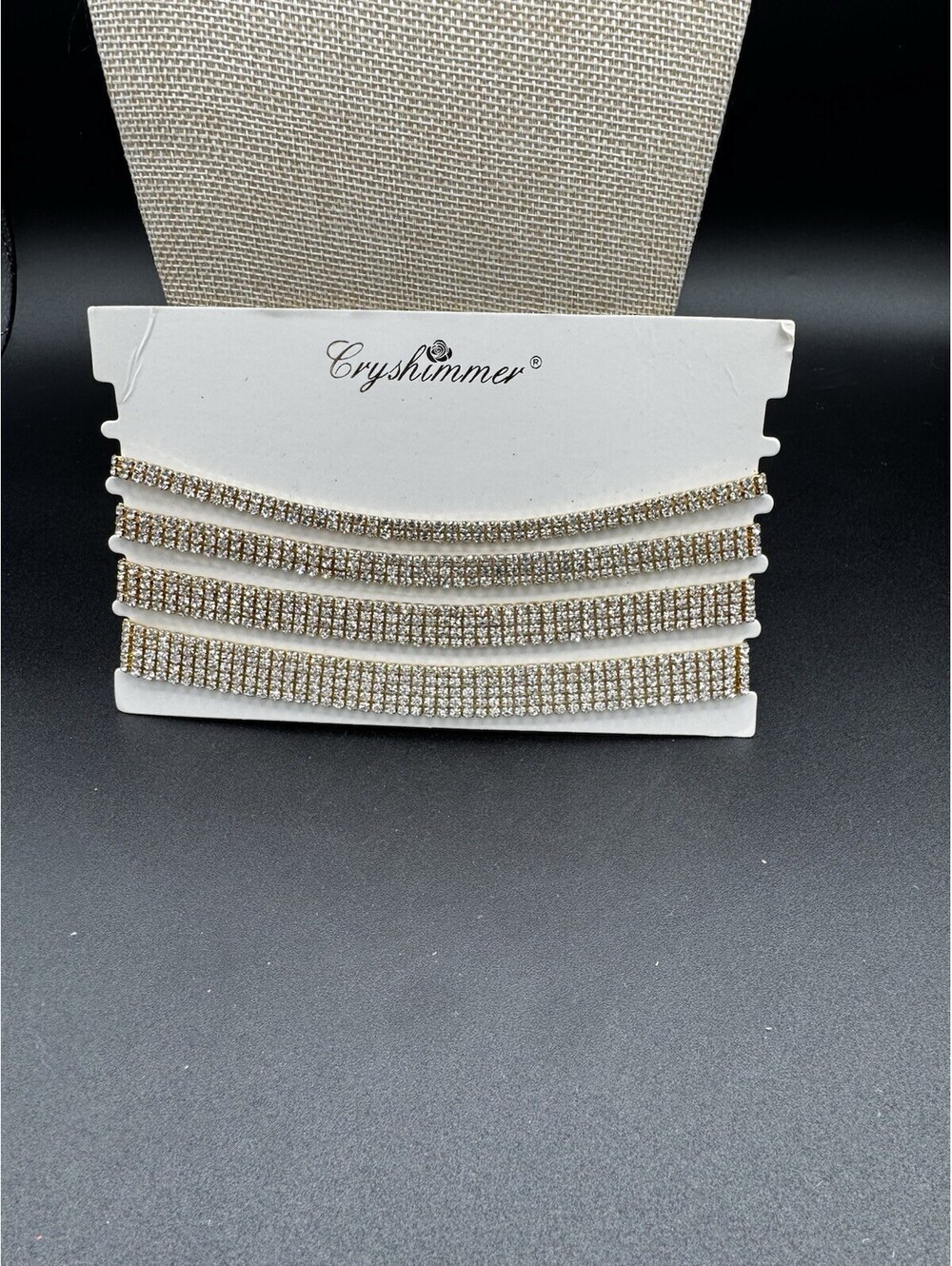 4 Pc Gold Tone Rhinestone Necklace Set Layered Crystal Choker Glam Prom Bridal